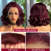 14Inch 99j Burgundy Body Wave Lace Front Wigs Human Hair 250 Density bob wig human hair 13x4 HD Transparent Lace Frontal Wigs Glueless Red Lace Front Wigs Human Hair Pre Plucked with Baby Hair…