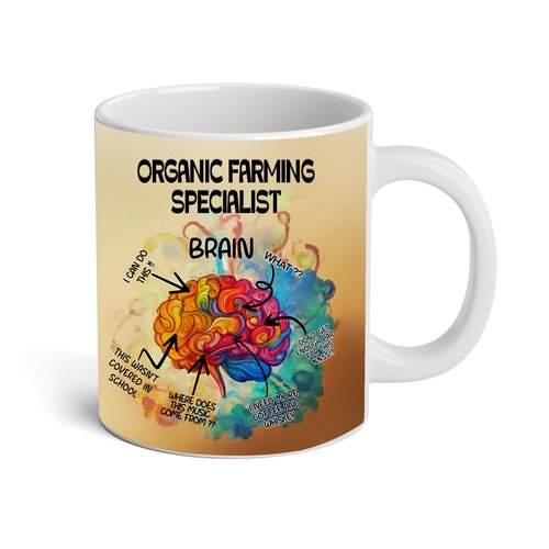 Sanwood Organic Farming Specialist Gift Mug, Christmast Gifts For Organic Farming Specialist Appreciation Gift Coworker birthday Funny Brain Coffee cup