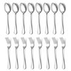 E-far 16-Piece Dinner Forks and Spoons, Stainless Steel Silverware Flatware Eating Utensils Set for Home Kitchen Restaurant, Food Grade Metal & Simple Design, Mirror Finish & Dishwasher Safe, 8 Inch
