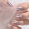 Pink Metallic Fake Nails Short Full Cover Mirror Salon False Nail Art Tips for Women Decoration
