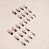 Foccna Black Press on Nails Long French 3D Flower Fake Nails Coffin Glossy False Nail Tips Artificial Nails Finger Manicure for Women and Girls,24pcs