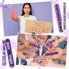 Gisafai 48 Pcs Domestic Violence Awareness Nail File Purple Ribbon Emery Board Domestic Violence Gift Bulk Mini Double Sided Manicure Tools for Natural Acrylic Nails Charity Public Social Event