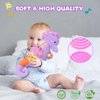 Fuzqq Baby Toys 0-6-12 Months,Infant Musical Stuffed Animals Soft Toy with Bright Colors,Crinkle Sound Paper, Multi-Textures & Rattles,Baby Newborn Toys for 0 3 6 9 12 Months Boy/Girls(Purple)