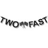 TWO FAST Happy Birthday Banner, Themed Party Supplies Decorations Checkered Flags Black and White Racing Banner Let't Go Racing Checkered Flag Party Race Car Birthday Party Decorations