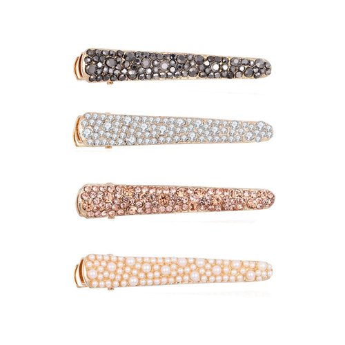 Ruihfas Fashion 4Pcs Eye-catching Women Girls Pearl Rhinestone Beak Clip Duckbill Clip Alligator Clip Hair Clip Hairpin 2.36×0.4 inch