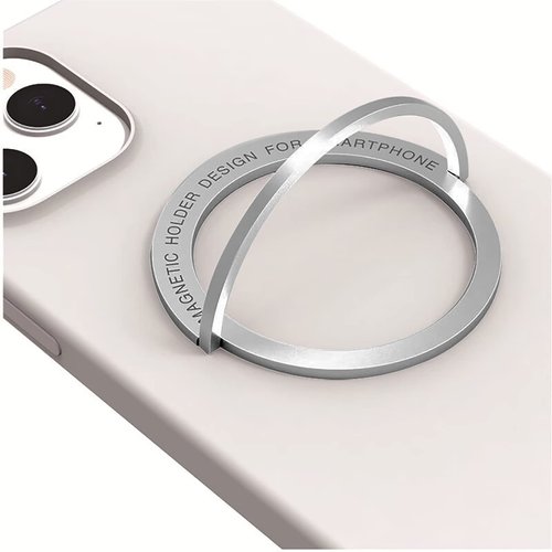 CCSmall Metal Phone Ring Holder Grip Compatible with Magsafe Charger, Phone Kickstand for iPhone 14/13/12/Galaxy S22/Galaxy S23 Phone Accessories -Silver