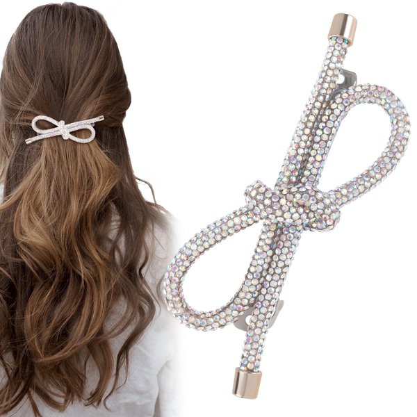 Mxxipp Bow Hair Clips(1PCS),Rhinestone Crystal Bowknot Clips for Women Girls,Prom Hair Accessories for Party Halloween Vanlentine Mothers' Day（Light Purple）