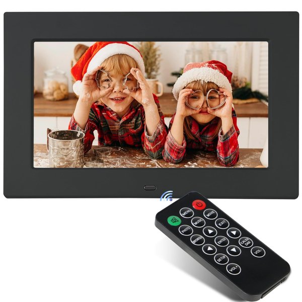 Yamemo 8 Inch Digital Picture Photo Frame Display Photo Video Player with Remote Control & Slideshow & Calendar/Clock, Support USB/MMC/SD Card Electronic Photo Frame
