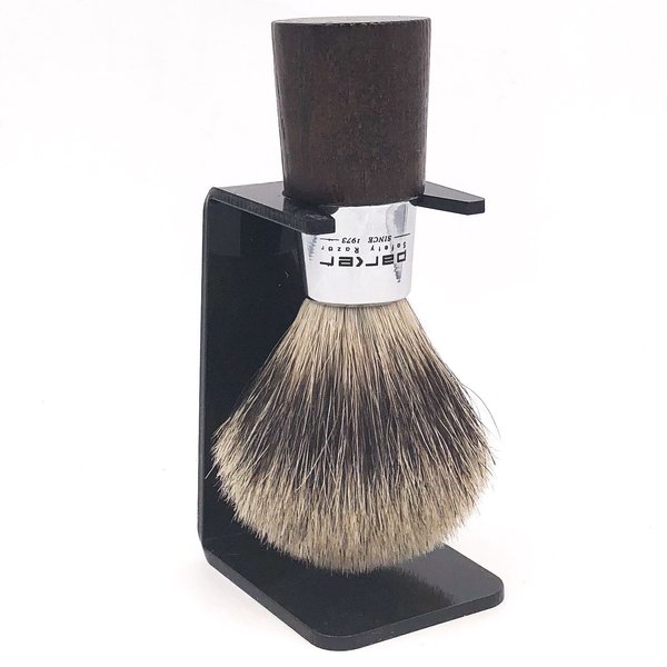 Parker Safety Razor, 100% 3-Band Pure Badger Bristle Walnut and Chrome Handle Handmade Shaving Brush - Brush Stand Included