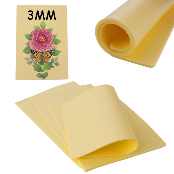 3mm Tattoo Practice Skin, 3 Pcs 12x8" 3mm Thick Silicone Fake Skin Blank Double Sides Soft Skin, Tattooing Microblading Eyebrow Lip Practice Sheet for Beginners and Artists (3Pcs I 3mm)