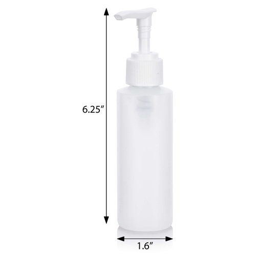JUVITUS 4 oz Clear Natural Refillable Plastic Squeeze Bottle with White Lotion Pump Dispenser (6 Pack)