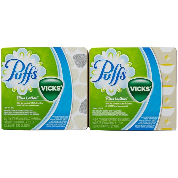 Puffs Plus Lotion Facial Tissues with scent of Vicks - 48 ct - 2 pk