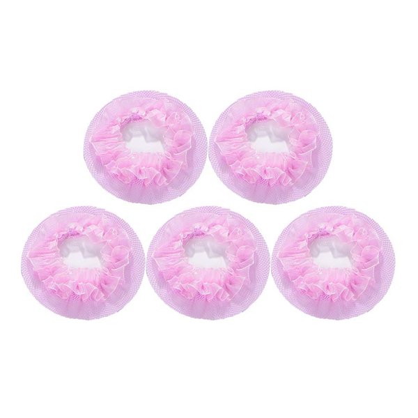 Lurrose 5pcs Invisible Hair Nets Mesh Women Girls Hair Ornaments Elastic Bun Cover for For Ballet Dance Skating (Pink)