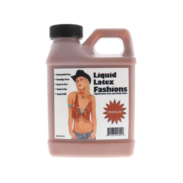 Chocolate 8 Oz - Liquid Latex Body Paint, Ammonia Free No Odor, Easy On and Off, Cosplay Makeup, Creates Professional Monster, Zombie Arts