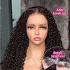 ISEE Water Wave Human Hair Wigs 180% Density Kinky Curly Type 4C Edges Hairline 13X4 Lace Front Wigs Transparent Lace Frontal Wigs Human Hair with Curly Baby Hair (16 Inch)