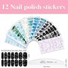 WOKOTO 12 Sheets 168 Pcs Marble Nail Stickers Full Nail Wraps Gradient Nail Wraps For Women Nail Polish Strips Stick On Nail Polish Stickers For Nails Gel Nail Stickers For Nails Strips Gel Nail Wraps