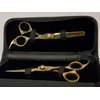 7INCHES AND 6.5INCHES PROFESSIONAL HAIR CUTTING AND THINNING SHEARS SET RAZOR EDGE BARBER SCISSORS HANDMADE SCISSORS RIGHT-HAND MADE OF HIGH CARBON STEEL (GOLDEN, 7)