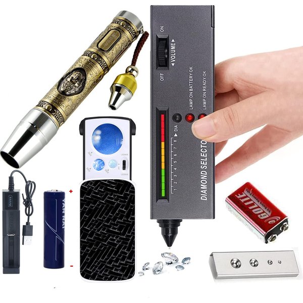 Diamond Tester Pen, High Accuracy Jewelry Diamond Tester＋Expert Jade Appraisal Flashlight＋30X 60X 90X Illuminated Jewelers Magnifier,Professional Diamond Selector for Novice and Expert