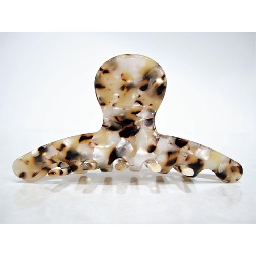 Brown and creme marble design hair claw clip for medium fine hair