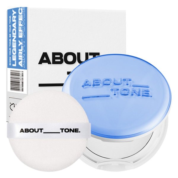 [ABOUT TONE] Air Fit Powder Pact 0.28oz – Makeup Fixing Powder, Airy & Light Texture, Pressed Powder Pact with Mirror and Puff, Face Blur Powder, Makeup Finishing Compact Powder, Sebum Control, Vegan