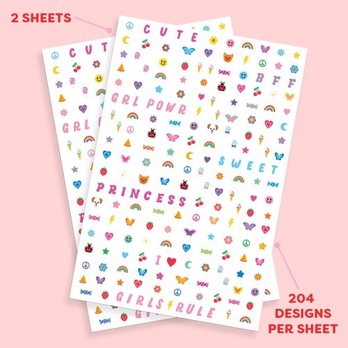 xo, Fetti Kids Nail Stickers - 816 Decals | Birthday Girl Party Favors, DIY Home Activity, Gift, Cute Nail Transfer, Groovy, Princess, Girl Power, Easter Basket