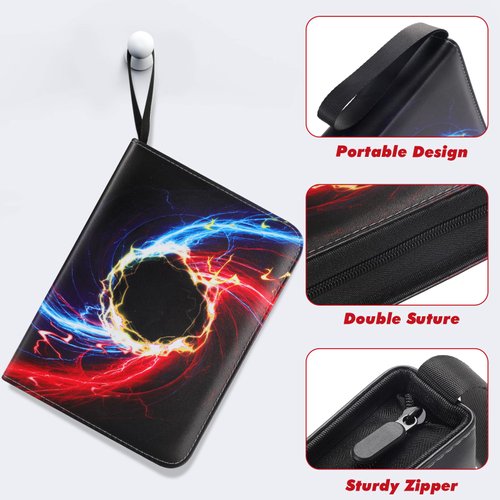 XSHNUO Trading Card Binder,4 Pockets 400 Cards Holder Collector Album with 50 Removable Sleeves Compatible with Pokemon Cards Football Card TCG Game Sports Cards, Black