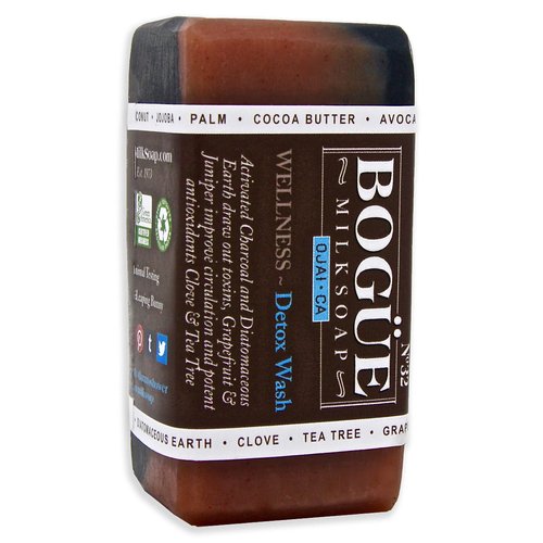 BOGUE Organic handmade Goat Milk Soap- WELLNESS N°32 Detox Blend with Activated Charcoal & Diatomaceous Earth to detox, potent antioxidant Essential Oils improve circulation to stay healthy