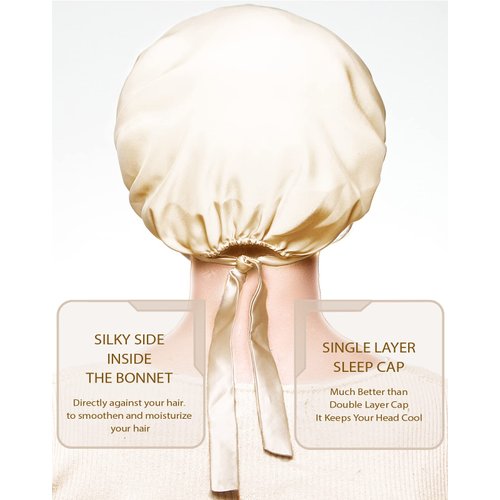 Silk Sleeping Cap - Comfortable Satin Sleep Cap for Curly Hair, Silk Hair Cap, Sleeping Bonnet, Silk Hair Wrap for Sleeping - Silk Bonnet for Curly Hair
