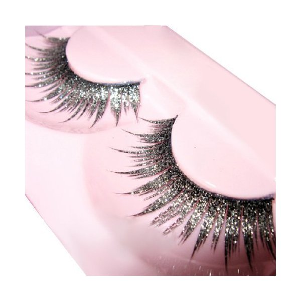 Goege Shiny Long and Thick Exaggerated False Eyelashes Extension for Women Girls Cosplay Fancy Ball Halloween (Silver)