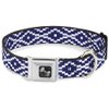 Dog Collar Seatbelt Buckle Geometric Diamond Blue White 15 to 26 Inches 1.0 Inch Wide