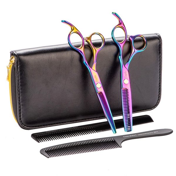 Hair Cutting Scissors Set, Professional Haircut Scissors Kit with Cutting Scissors,Thinning Scissors, Comb, Hairdressing Shears Set for for Men Women Pets Home Salon Barber Haircut… Multicolour