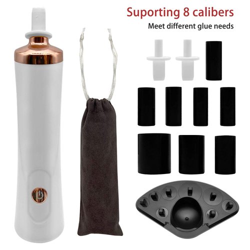 ZLMONDEE Nail Lacquer Shaker, Nail Polish Mixer, Portable Electric Eyelash Glue Shaker with 2 Connectors and 8 Sizes of Caliber Liquid Evenly Mixer for Eyelash Extension Lash Glue Ink (White)