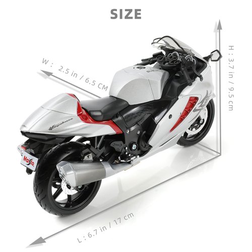 Risopen 1/12 Hayabusa Motorcycle Model Toy Mini Alloy Metal Diecast Motorcycle Model Silver Motorcycle Model Toy Sport Motorcycle Racing Model Collection Gift for Men Kid Boy (2022)
