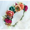 LLinfflr Women Floral Crown Flower Garland Headband Hair Wreath Floral Halo Headpiece Boho with Ribbon Wedding Party Photos