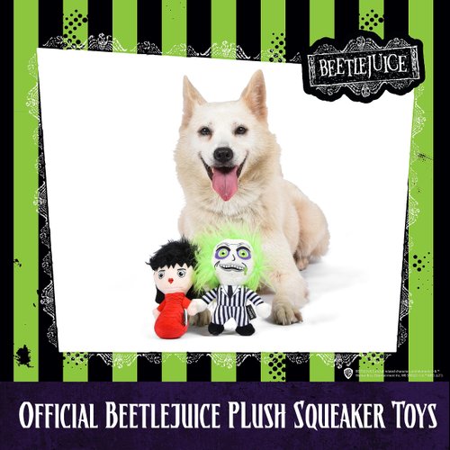 Beetlejuice Plush Figure Dog Toy - Small Dog Toy Beetlejuice Merchandise - Beetlejuice Cartoon Squeaky Dog Toy Dog Chew Toy, Horror Movies Halloween Dog Toys, 6 Inch