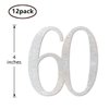 Silver Glitter 60th Birthday Centerpiece Sticks, 12-Pack Number 60 Table Topper Anniversary Party Decorations