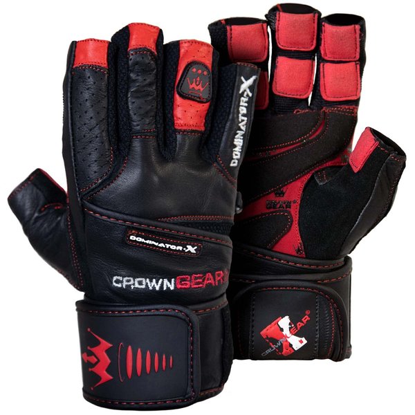 Crown Gear Weightlifting Gloves for Gym Fitness Crossfit Bodybuilding - Workout Weight Lifting Gloves for Men & Women - Dominator X Leather Crossfit Training Gloves Wrist Support Wraps (S)