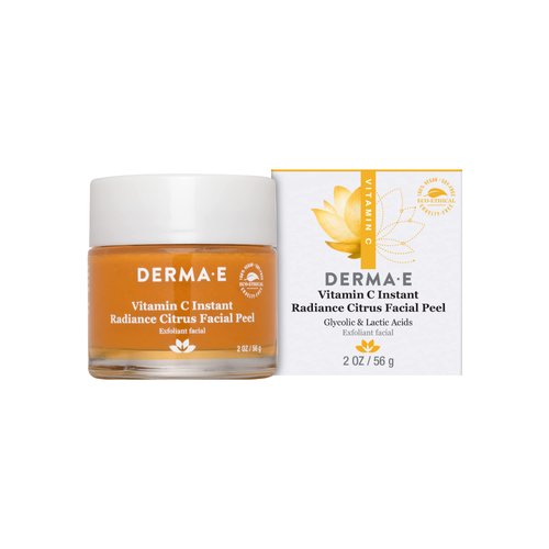 DERMA E Vitamin C Instant Radiance Citrus Facial Peel – Non-Abrasive Peel for Face and Neck - Skin Brightening Face Peel Resurfaces, Smooths and Rejuvenates Facial Skin, 2 oz
