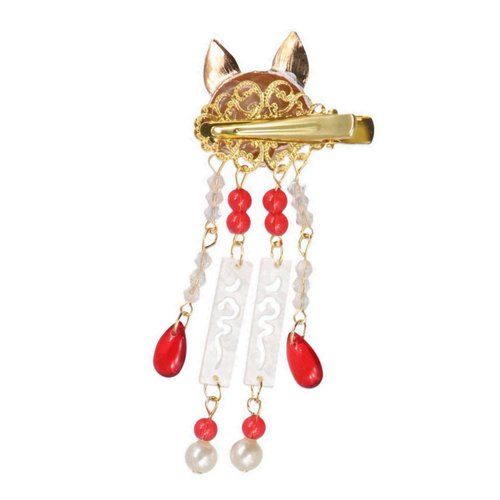 GUDEKIKL 2Pcs Cartoon Animal Tassel Hairclips, Vintage Chinese Hanfu Hairpin, Creative Bead Tassel Hair Barrettes, Japanese Cosplay Props Women Headwear