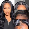 TESSHAIR 13x4 Body Wave Lace Front Wigs Human Hair Pre Plucked for Black Women, 180% Density Glueless HD Transparent Lace Front Wigs Human Hair Wig with Baby Hair (24 Inch)