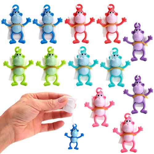 Parachute Toys for Kids Small Parachute Multicolor Monkey Paratrooper Toy Pack of 12 - Flying Toys for Boys & Girls Party Favors Outdoor Play Toys for Summer Activities and Running Games for Kids