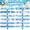 74 PCS Winter Arctic Animal Party Favors, 50 PCS Arctic Animal Stickers 24 PCS Arctic Animal Slap Bracelets Winter Arctic Polar Animal Birthday Party Decorations Supplies for Kids Classroom Rewards
