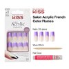 KISS Acrylic French False Nails Kit, Long Square Shape Design Nail, Purple Color French Tip Nails, Ready to Wear Gel & Manicure Stick included, Long-Lasting Convenient & Easy to Apply