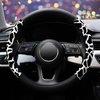 ZHOL Cow Print Steering Wheel Cover, Universal 14.5-15 inch Breathable Microfiber Leather Anti-Slip Car Steering Wheel Protector for Women Men, Black&White