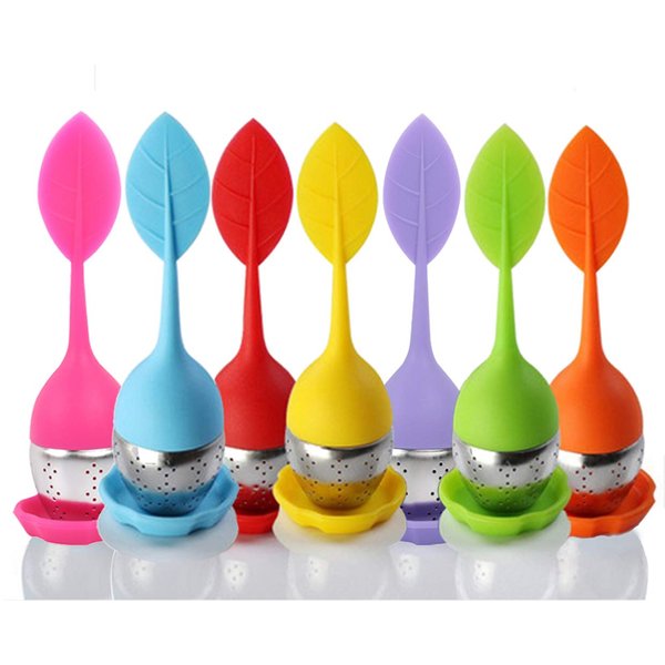 Bekith Tea Infuser - Set of 7 Silicone Handle Stainless Steel Strainer Drip Tray Included - Loose Tea Steeper - Best Tea Infuser for Loose Leaf or Herbal Tea