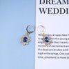 Sttiafay Vintage Crystal Flower Earrings Sapphire Drop Earrings Blue Oval Gem Earrings Gold Rhinestone Huggie Hoop Earrings Jewelry for Women and Girls