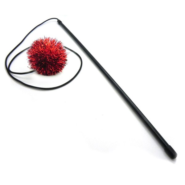 Tuff Kitty Puff Sparkle Ball Cat Wand (Red)