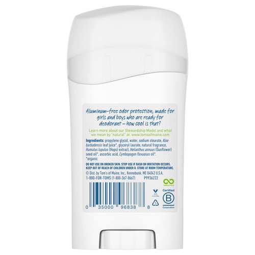 Tom's of Maine Aluminum-Free Wicked Cool! Natural Deodorant for Kids, Summer Fun, 1.6 oz. 3-Pack (Packaging May Vary)