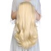 24 Inch Blond Wavy 3/4 Half Wig Long lightest Synthetic Hair Extensions Capless Wigs Hair Clips Extension For Women 210g（24“ #4）