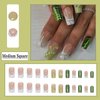 BAOYAALIN Press on Nails Medium Square French White Fake Nails with 3D Alloy Butterfly Design, Press ons Artificial Acrylic Full Cover False Stick on Nail for Women Girls Daily Wear Wedding 24Pcs